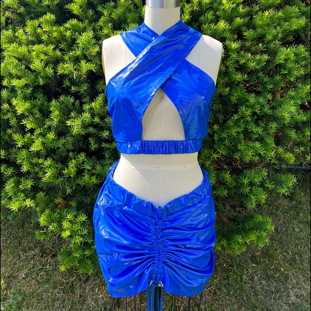 Royal Blue 2 piece skirt set